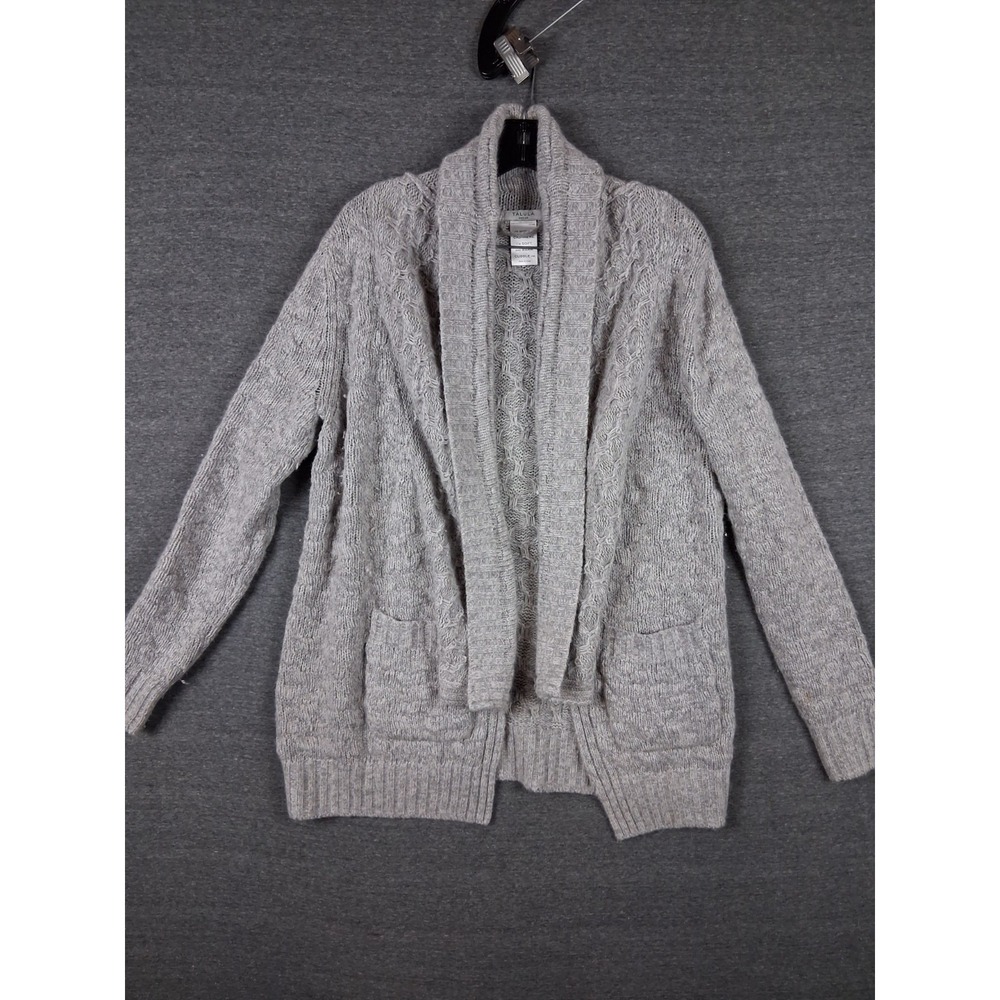 Talulah Womens Sweater Medium Gray Wool Angora Cashmere Soft Shawl Neck Cardigan